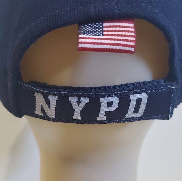 NYPD God Bless America By Colosseum White Navy Blue Baseball Hat Cap - Picture 8 of 14